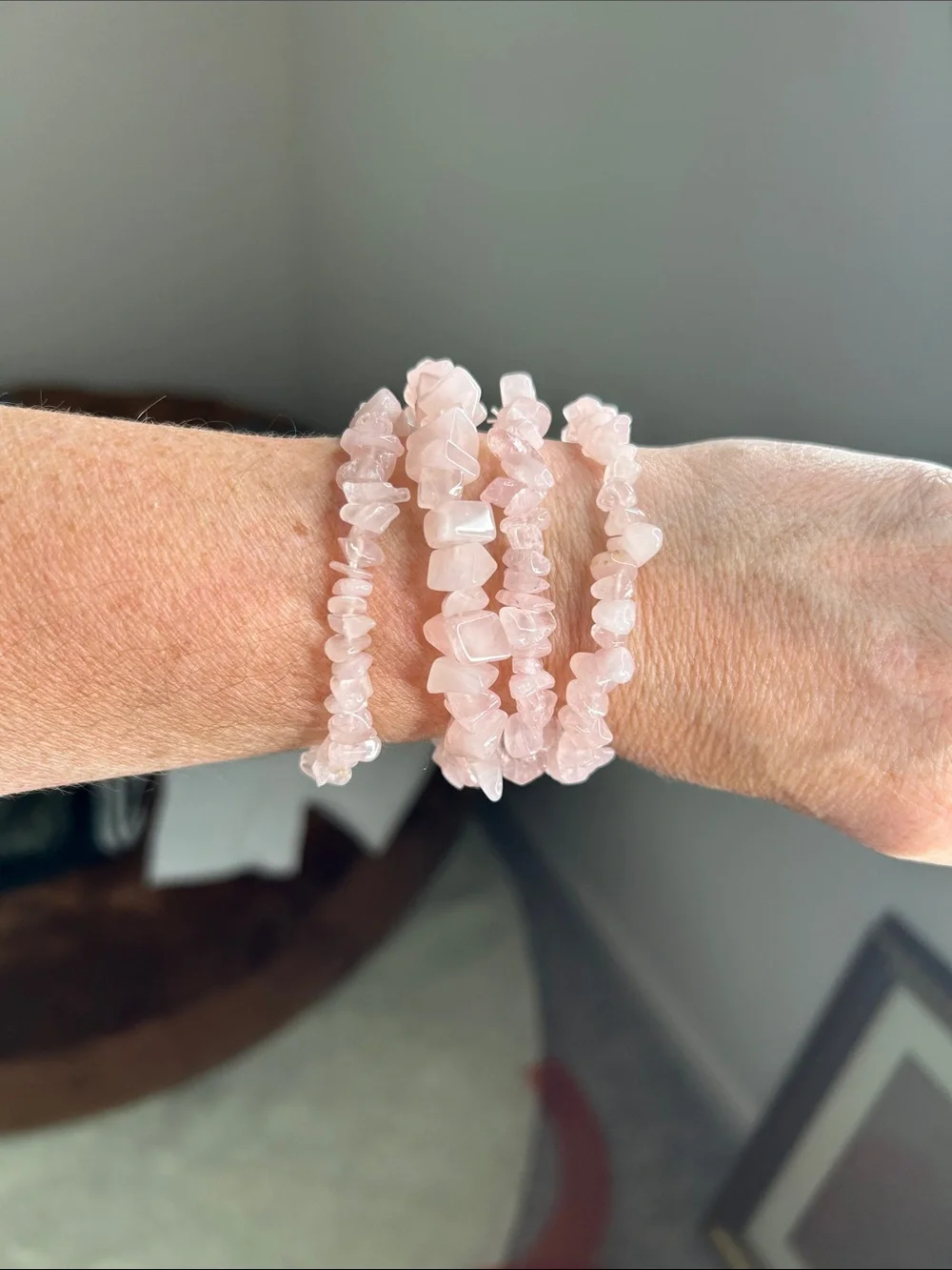 Rose Quartz Chip Wrap Bracelet - Pink Beaded Women’s Jewelry